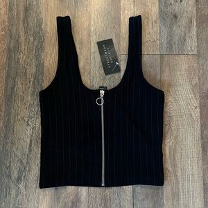 NWT Zip up black crop top tank